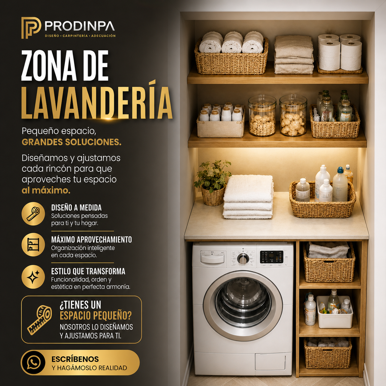 Mueble de Lavandería Premium a Medida | Organización Inteligente y Diseño