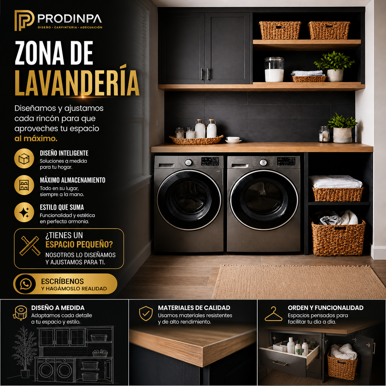 Mueble de Lavandería Premium a Medida | Organización Inteligente y Diseño