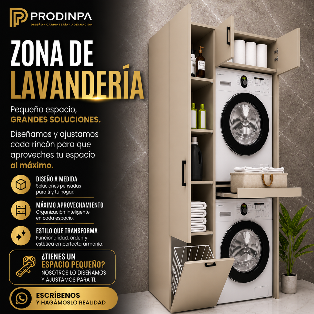 Mueble de Lavandería Premium a Medida | Organización Inteligente y Diseño